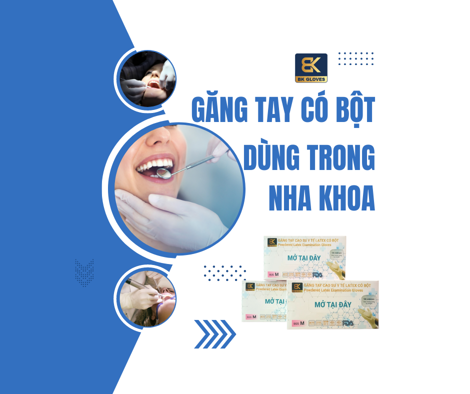 GĂNG TAY CAO SU Y TẾ CÓ BỘT BK GLOVES DÙNG TRONG NHA KHOA