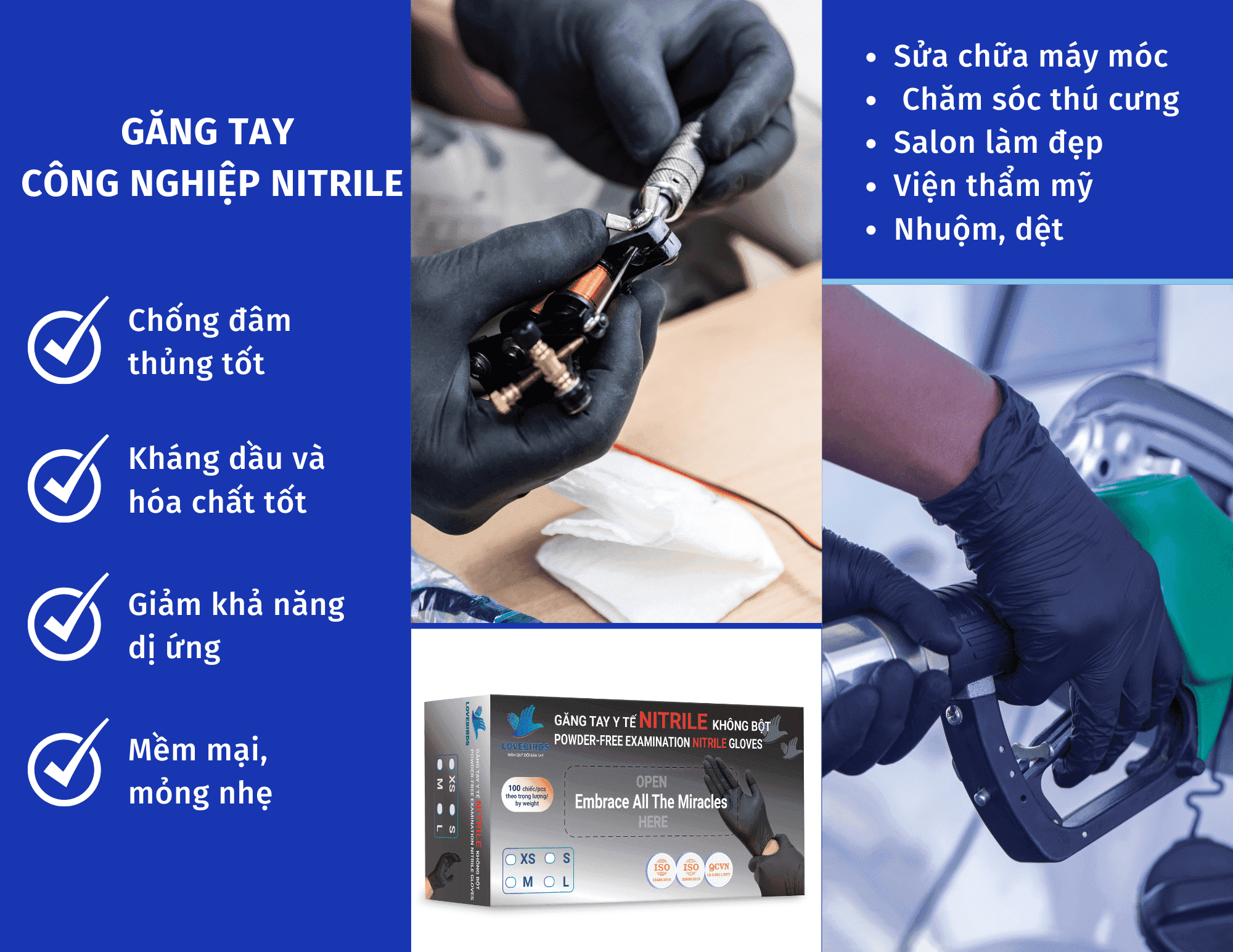 GĂNG TAY CÔNG NGHIỆP NITRILE ĐA CÔNG DỤNG