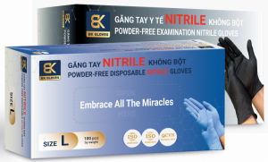 GĂNG TAY NITRILE KHÔNG BỘT - BK GLOVES - MÀU XANH, ĐEN, TRẮNG